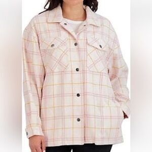 HFX Women’s Long Sleeve Cozy Plaid Button-Up Shirt Jacket Sz:M